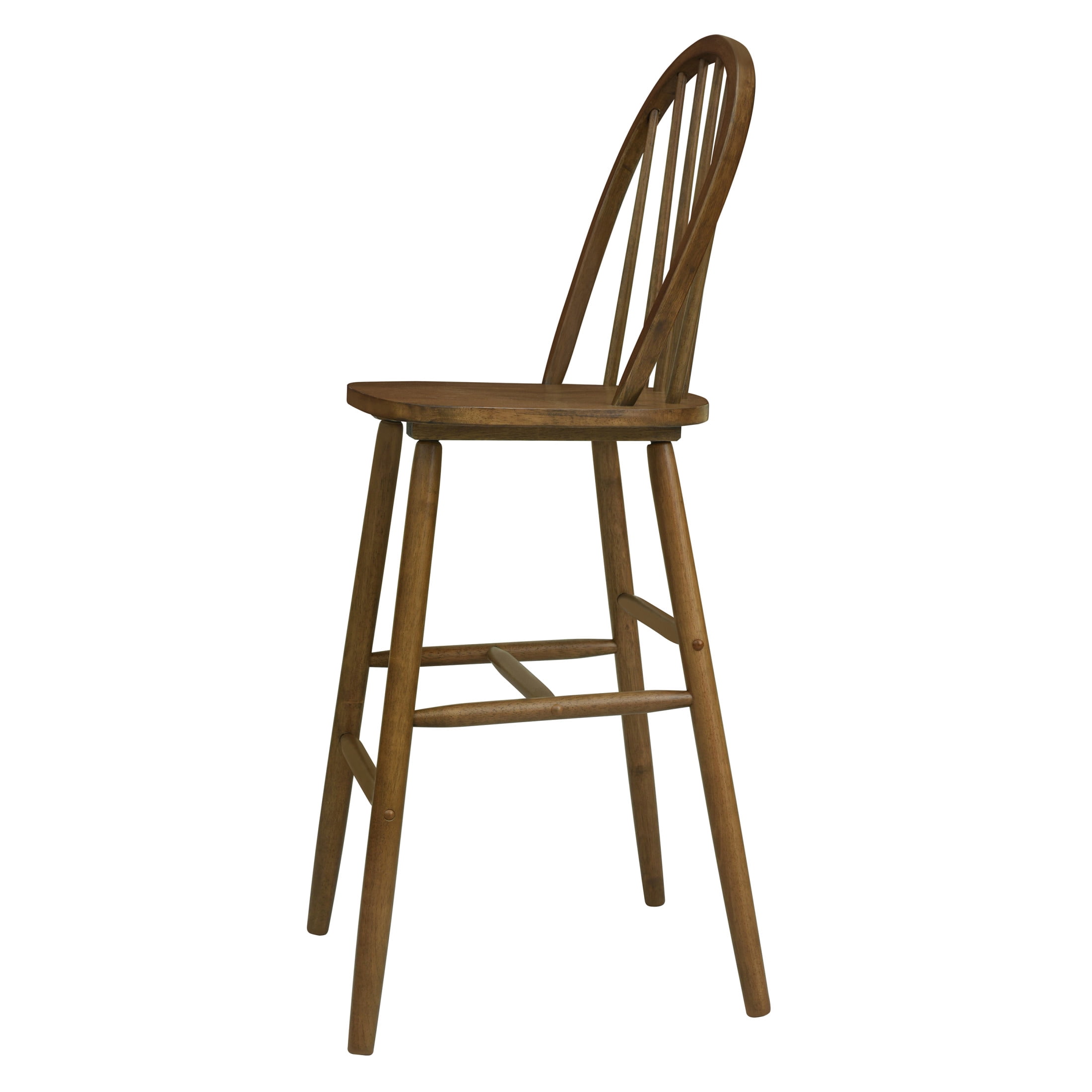Christopher Knight Home 29.25" Bar Stools with Windsor-Back, Solid Wood Frame, Walnut, Set of 2