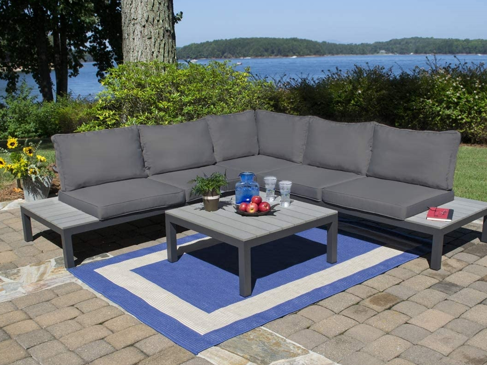 Tortuga Outdoor Lakeview 4Pc Aluminum Sectional (Charcoal cushions