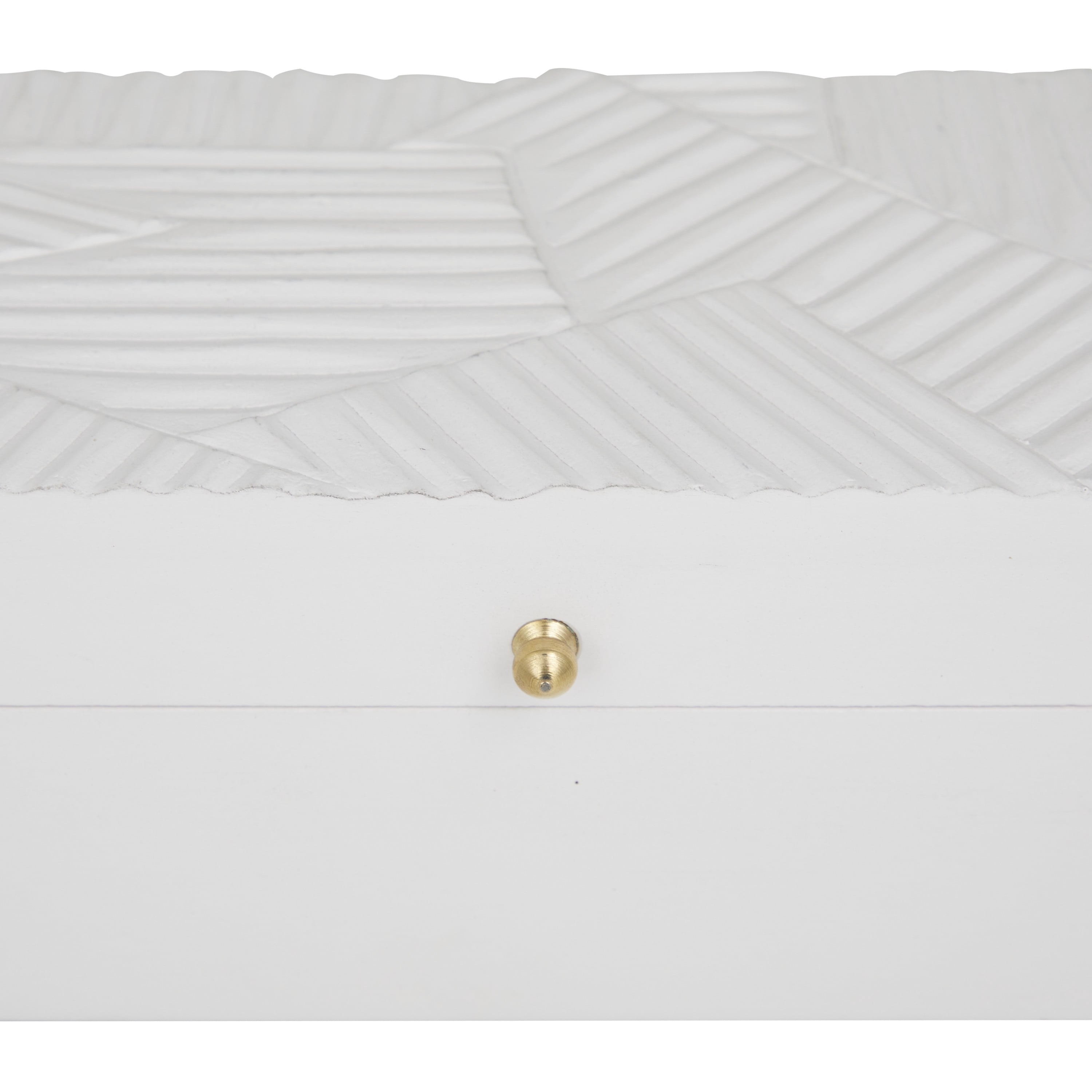 DecMode Intricate Carved White Wood Decorative Box with Hinged Lid, 3 Count