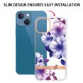 thumbnail image 5 of Allytech iPhone 13 mini Case Clear, Flower Series Flexible TPU Silicone Clear Back Cover Shockproof Drop Protection Anti-yellow Scratch Resistant Case Cover for Apple iPhone 13 mini, Purple Flower, 5 of 5