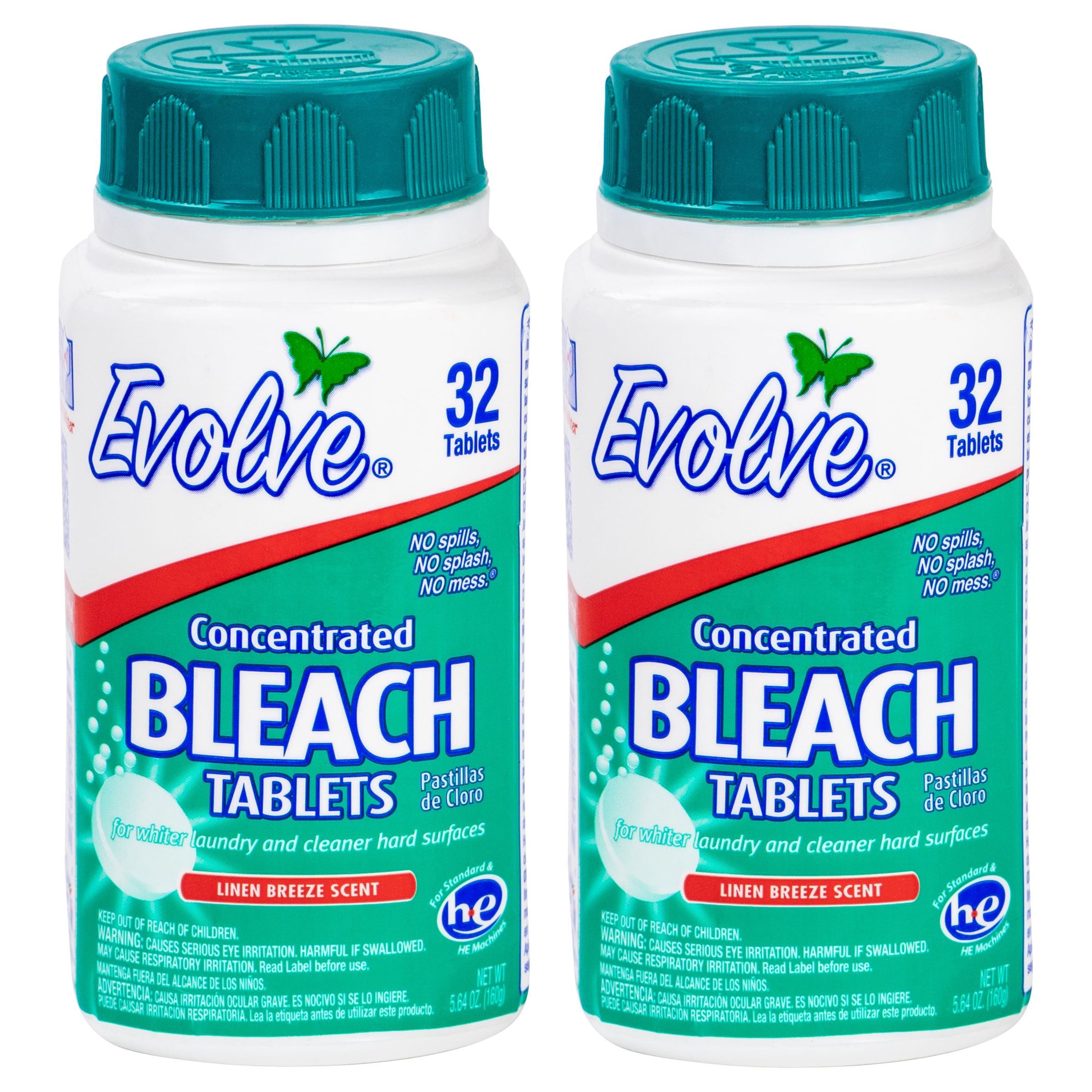 Evolve Ultra Concentrated Bleach Tablets, Linen Breeze Scent, 64 Total Count (32 count x 2 pack)