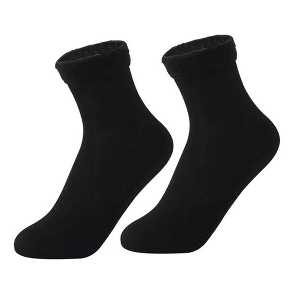 Yinanstore Breathable Thick Thermal Socks, Short Cold Weather Warm Sock, Cozy Sleeping Soft Winter Snow Socks for Adults Women/Men - Black