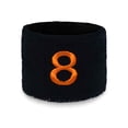 thumbnail image 2 of COUVER Embroidered Orange Number 8 Black Terry Cotton Athletic Wristbands 1 Pair (Mens), 2 of 11