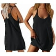 thumbnail image 3 of Osfvolr Womens Workout Romper Dress with Shorts Underneath Sleeveless Spaghetti Straps Athletic Outfits Casual Vacation Black L, 3 of 6