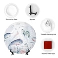 thumbnail image 4 of Daiia Sea Animals Printed Pattern Ceramic Plate Dinner Plates Bone China Decorative Plates with Display Stand Art Ceramic Ornaments for Wall Hanging Decoration-8in, 4 of 6