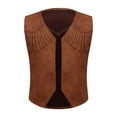 thumbnail image 5 of Aislor Boys Western Cowboy Halloween Cosplay Tassel Vest with Fringe Pants Bandanna and Hat Set Orange 8, 5 of 7