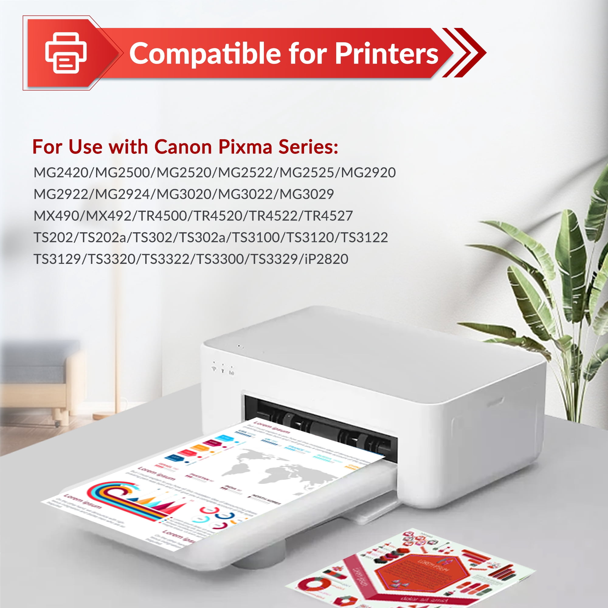 245XL Ink Cartridges for Canon Ink 245 PG-245XL Compatible with Cannon Pixma MX490 MX492 MG2522 TS3100 TS3122 TS3300 TS3322 TR4500 TR4520 TR4522 Printer, 2 Pack