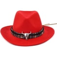 thumbnail image 3 of Sombrero de vaquero aplastable unisex Sombrero de vaquera occidental Sombrero de ganadero Fedora con banda trenzada y cráneo de toro Ormromra WMZL-1350-5, 3 of 6