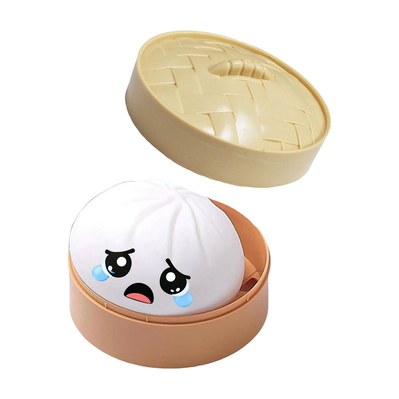 Glitter Colorful Dumpling Squishy, Cute Squishy Dumpling Large with Steamer, Squishy Dumpling Doll with Cute Expressions, Silicone Bun Sensory Fidget Dolls, Hand Pinching Decompression Dolls