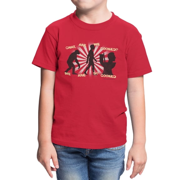 Skibidi Toilet So Cooked Little Boys Graphic T-Shirt (Red, XS-XL)