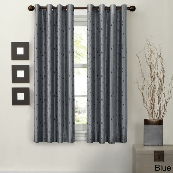 Maytex  Jardin Faux Embroidered 63-inch Blackout Curtain Panel - 54 x 63 Blue