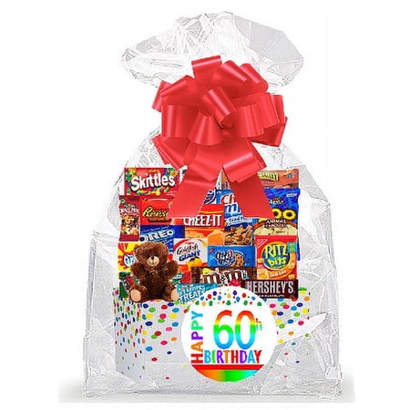 CakeSupplyShop Item#060BSG Happy 60th Birthday Rainbow Thinking Of You Cookies Candy & More Care Package Snack Gift Box Bundle Set – Ships FAST!