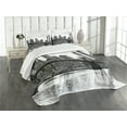 thumbnail image 3 of Ambesonne Urban Quilted Bedspread Set 3 Pcs, Brooklyn Bridge Sunset, King Size, Black and White, 3 of 5