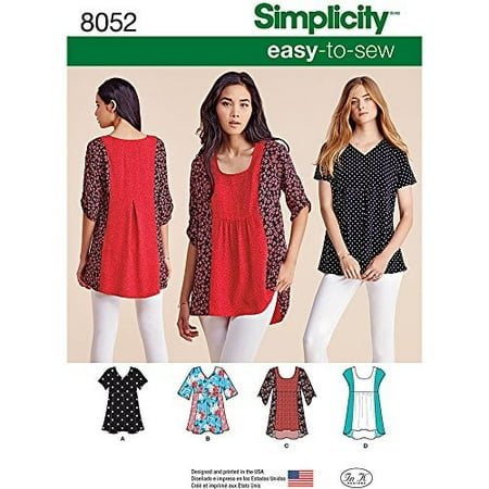 Simplicity Misses' Size XXS-XXL Easy-To-Sew Tops Pattern, 1 Each