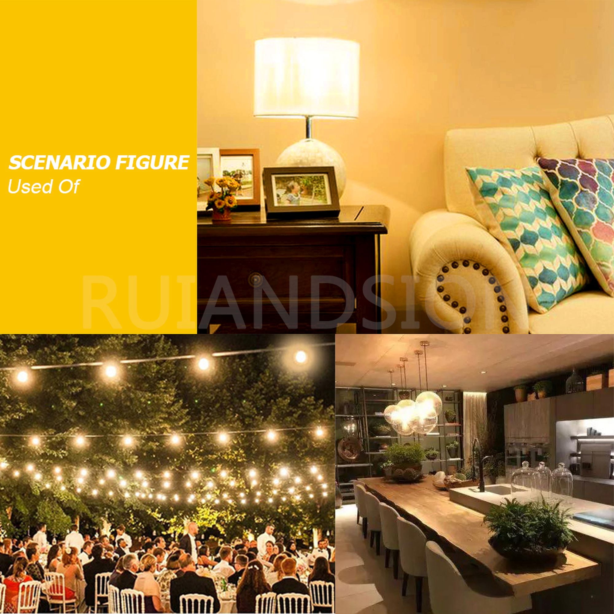 Ruiandsion E12 LED Vintage Bulb Warm White 4 Filaments 400LM 3W 110V for Bedroom Lamp Ambience Dining Festival Decor,(pack of 10)