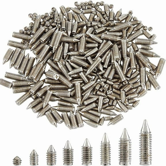 240Pcs 8 Sizes Plain Carbon Steel Belt Tip Screws Set Tip Point Screw Assortment Kits Pointed Slot Leather Accessories for Belt Buckle Wallet Handbag Purse for DIY