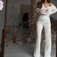 thumbnail image 1 of Trajes De 2 Piezas Trajes de 2 piezas para mujer, conjunto de pantalón de 2 piezas calado, traje de vacaciones Sexy ajustado Cgtredaw Blanco S para Mujer, 1 of 7