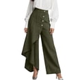 thumbnail image 2 of Women's Asymmetrical Wrap Wide Leg Jeans High Waisted Button Front Denim Pants for Casual & Streetwear Y2K Outfits Army Green 2XL, 2 of 4