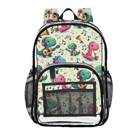 ALAZA Clear Backpack Dinosaur and Music PVC Transparent BookBag