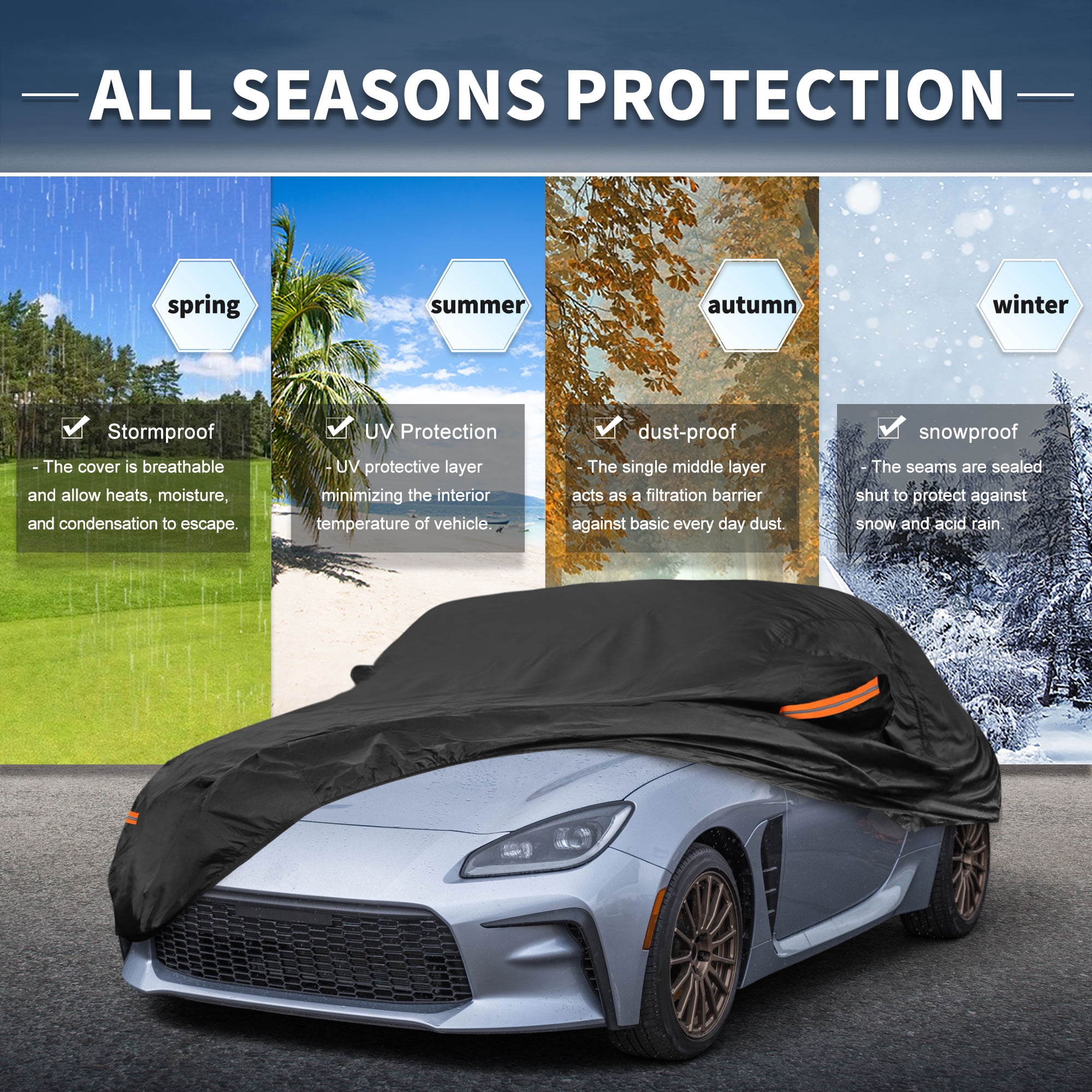 Unique Bargains Aluminum Full Car Cover Black for Toyota GR86 171.26"x70.87"x47.24"