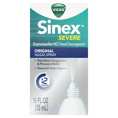 Vicks Sinex Severe Original Nasal Spray Decongestant for Fast Relief, 0.5 fl oz