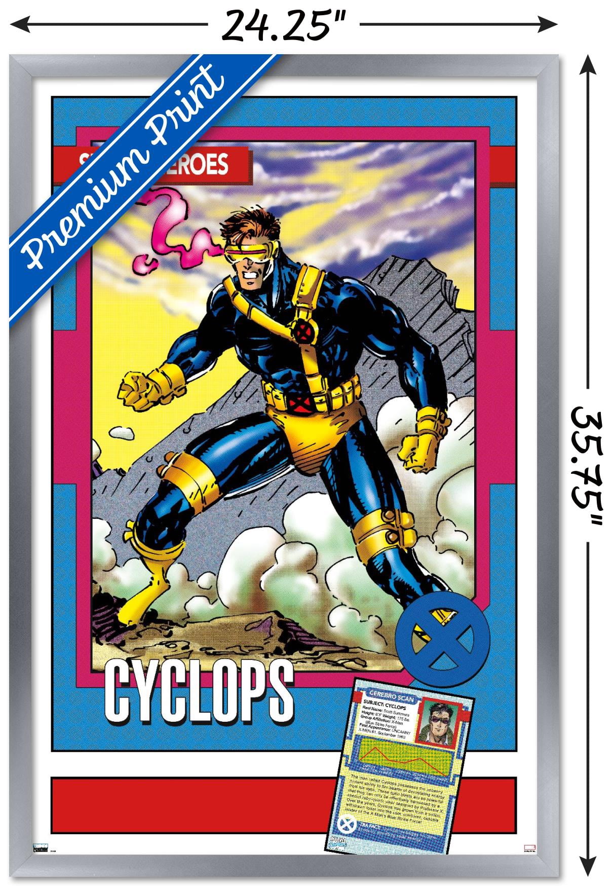 Marvel Trading Cards - Cyclops Wall Poster, 22.375" x 34" Framed
