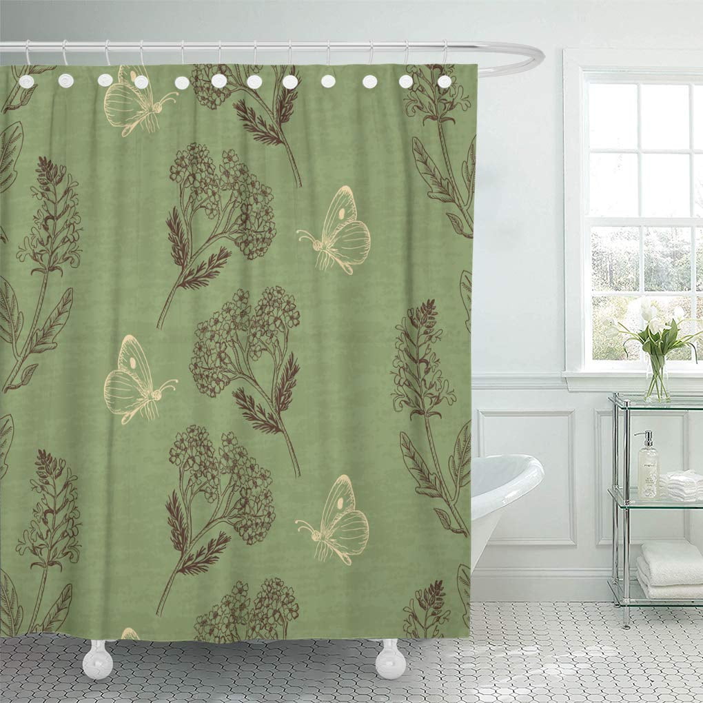 Suttom Erfly Brown Sage Vintage, Sage Green And Brown Shower Curtain