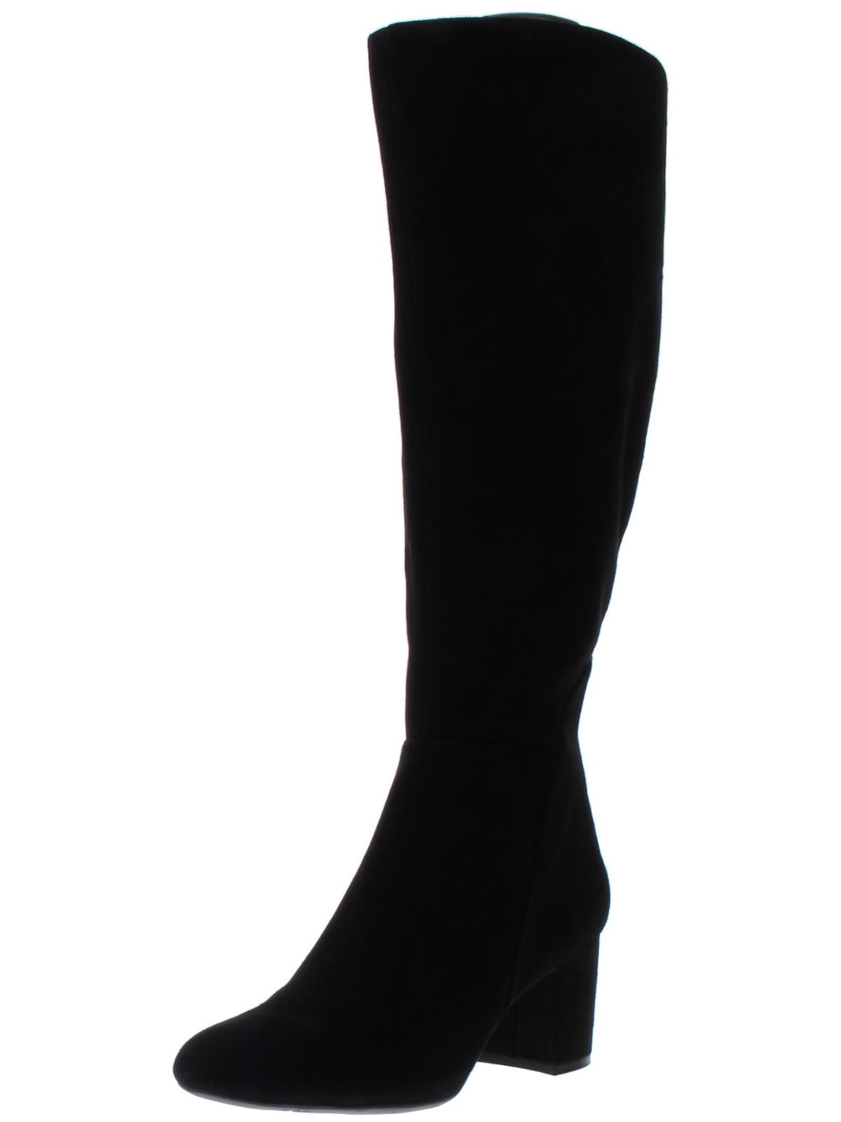 INC Womens Black Block Heel ZipUp Leather Dress Boots 7, Long Boots