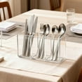 thumbnail image 5 of Acrylic Cutlery Organizer 3 Sectio Clear Utensil Storage Caddy For Kitchen Countertop Holds Forks & Spoons Rack White 18x9cm, 5 of 6