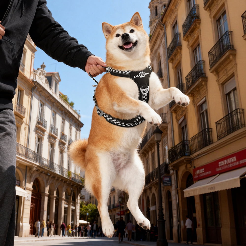 Dog Harness for Large Dogs, No Pull Service Vest with Reflective Strips and Control Handle, Adjustable and Comfortable for Walking, No Choke Pet Harness with 2 Metal Rings