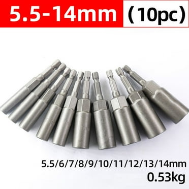 10x 80mm No Magnetic Nut Driver 1/4" Hex Shank Wrench Socket Bit
