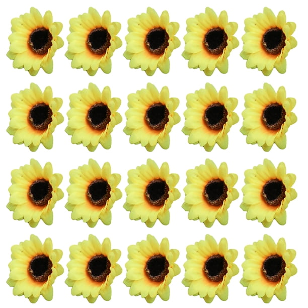20 piezas de flores de seda artificiales cabezas de girasol simulación de hogar flores decorativas