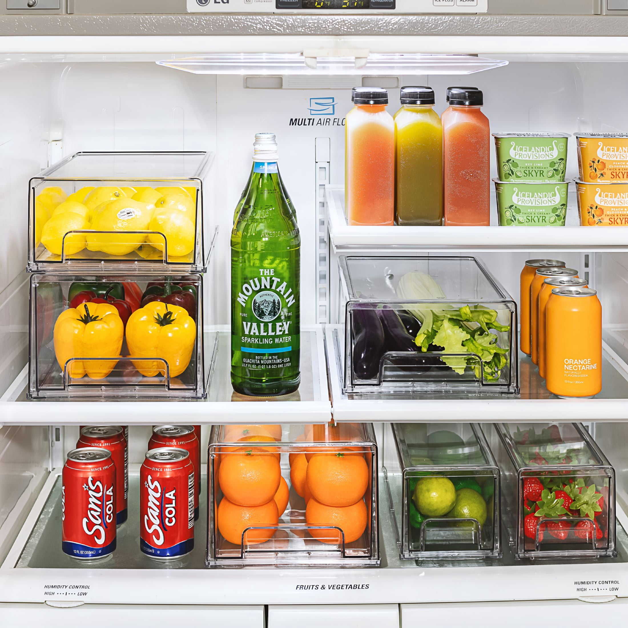 ACDANC 2026 New Fridge Drawers-Clear Stackable Pull Out Refrigerator Organizer Bins Refrigerator Storage Containers- Food Storage Containers for Kitchen,Refrigerator,Freezer&Vanity (2 Pack | Large)