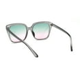 thumbnail image 2 of Womens Rectangle Chic Mod Plastic Horned Sunglasses Slate Green Pink, 2 of 4