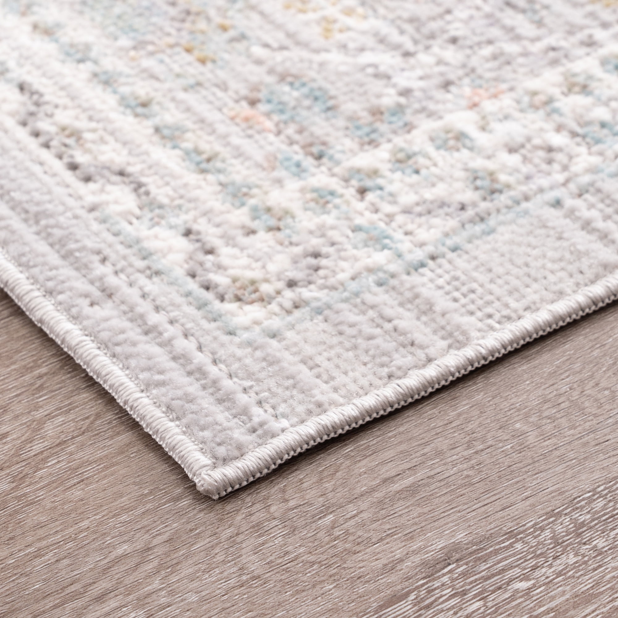 Crestwood Traditional Oriental 2x3 Gray and Aqua Polyester Indoor Area Rug, 2' x 3'