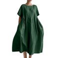 thumbnail image 2 of Liquidation d'Été 2025! Robe Grande Taille pour Femmes, Liquidation de Robe d'Été pour Femmes, Mode Femmes Été Décontractée Col Rond Manches Courtes Robe Unie, 2 of 4