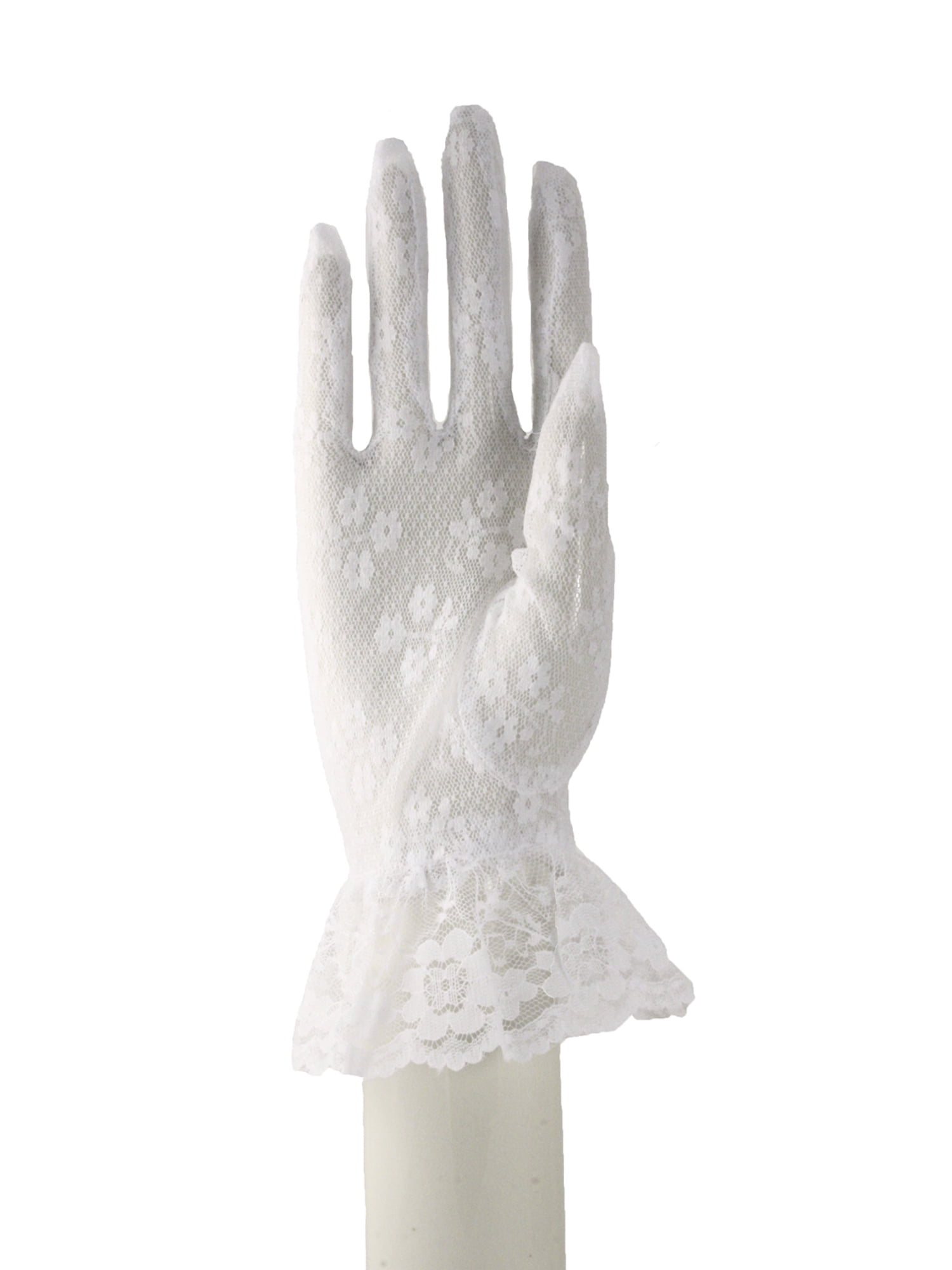 white ruffle gloves