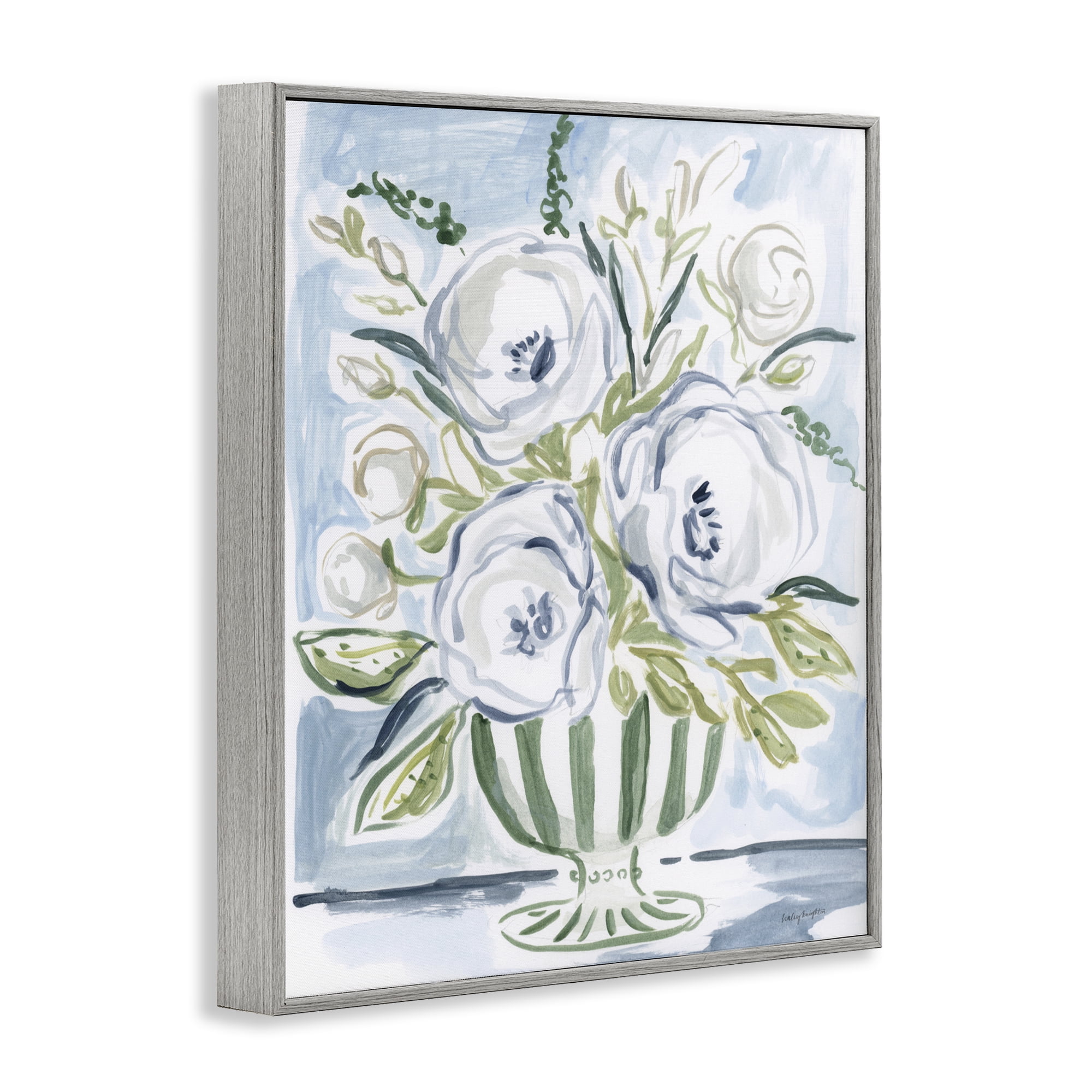 Stupell Industries Fiona Pastel Floral Bouquet Gray Framed Giclee Art, design by Haley Knighten