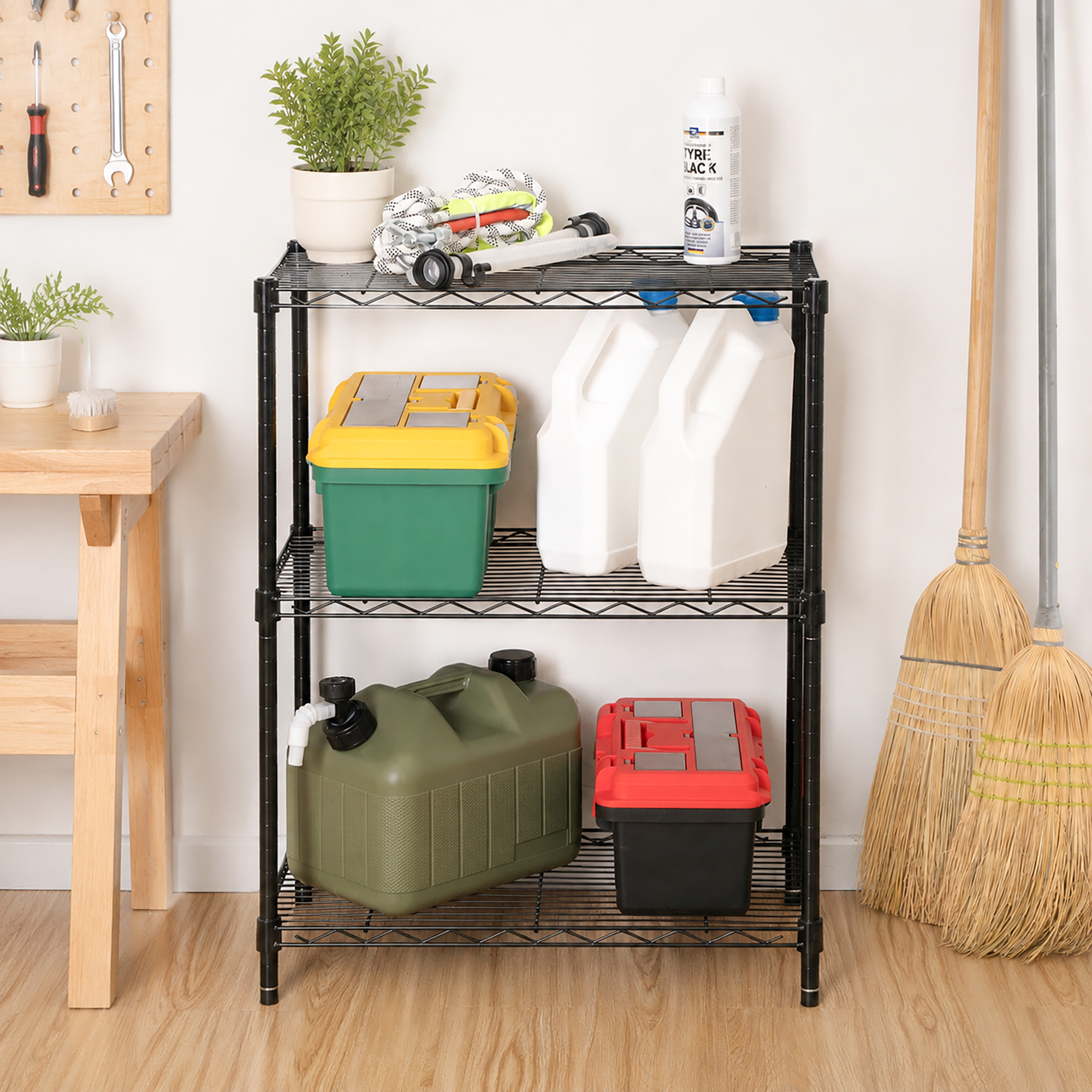 Hyper Tough 3-Tier Wire Shelving Rack, Black photo 8