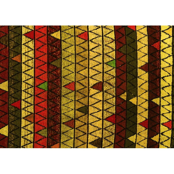 Ahgly Company Machine Washable Indoor Rectangle Oriental Yellow Modern Area Rugs, 8' x 10'