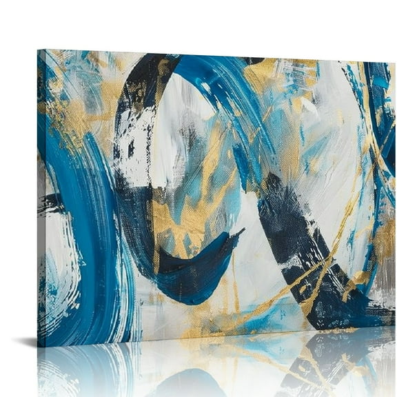 Creowell Abstract Gold Canvas Wall Art Decor - Gold Leaf Accents,Perfect Canvas Wall Art Decor for Living Room, Bedroom & Office 20x16in