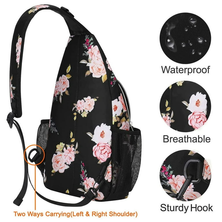 Mosiso Polyester Sling Bag Backpack Travel Hiking Outdoor Sport Crossbody  Shoulder Bag Multipurpose Daypack for Women Men, Ink-wash Painting