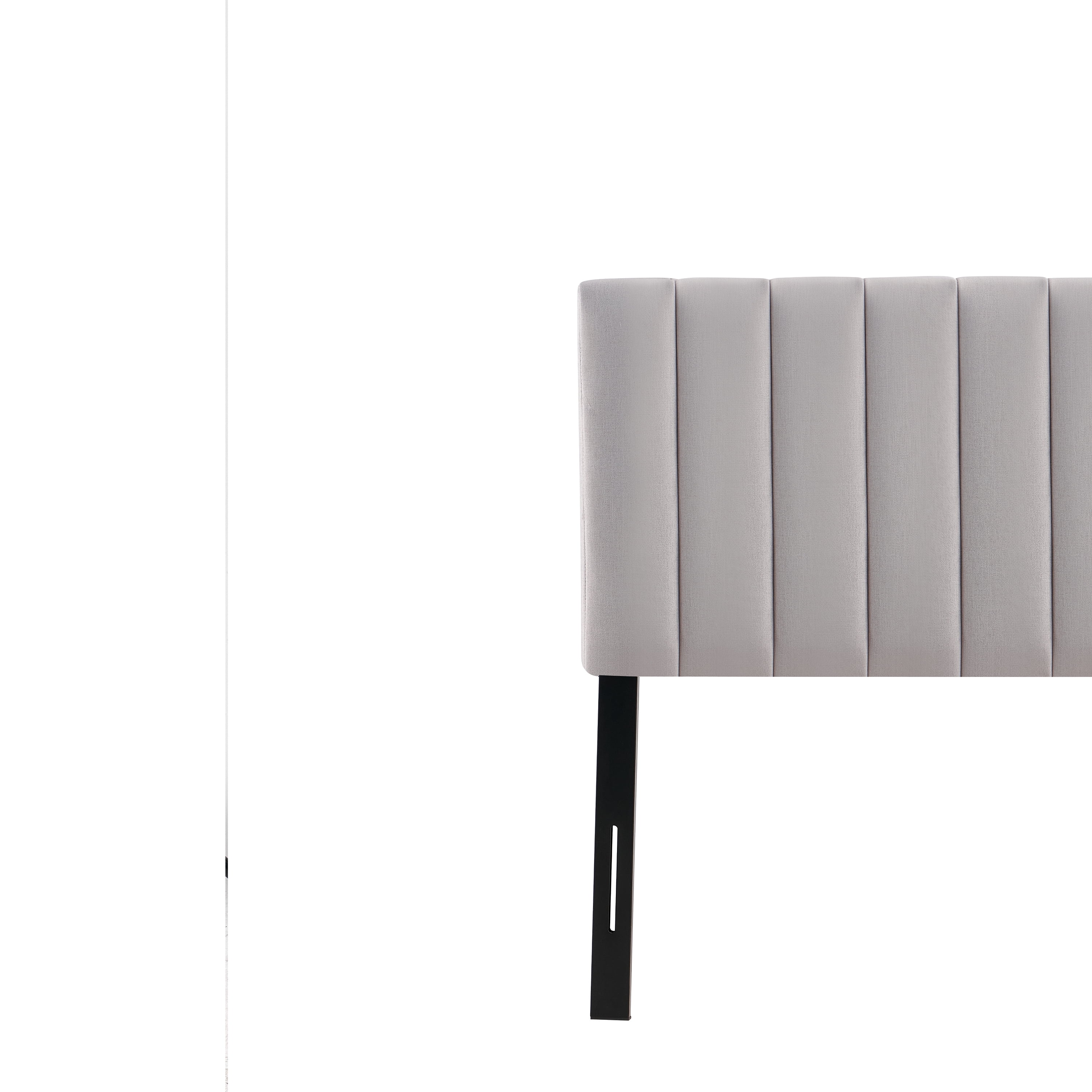 Light Grey Modern Channel-Tufted Headboard, Queen