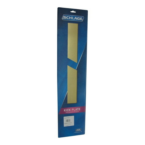 Schlage SC8400PA3-8X34 Kick Plate, 34 in L, 8 in W, Aluminum, Brass