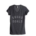 thumbnail image 1 of Thread Tank Squad Goals Women's Relaxed V-Neck T-Shirt Tee Charcoal X-Large, 1 of 4
