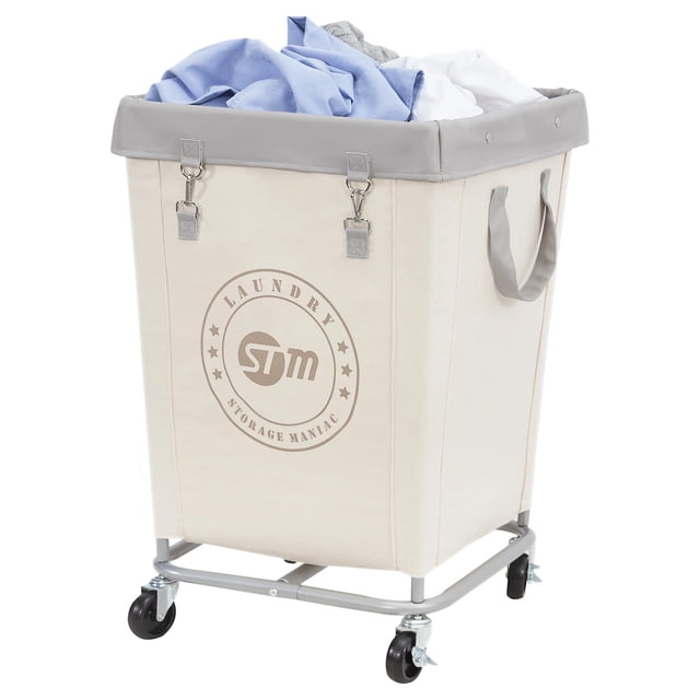 STORAGE MANIAC Cesto de lavandería comercial con marco de acero resistente, carrito de cesta de lavandería industrial de 160 L con ruedas para hotel, hogar, cuarto de lavado, 17.72 pulgadas de largo x