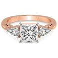 thumbnail image 3 of 4 Carat IGI Certified Princess Shape Lab Grown Diamond Engagement Ring | 14K Rose Gold | Leona Three stone Pear Shape side Diamond Ring | FG-VS1-VS2 Quality Friendly Diamonds, 3 of 4