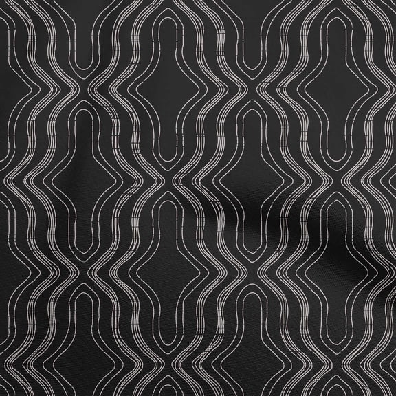 oneOone Polyester Spandex Black Fabric Geometric Allover Modern Traditional Dress Material Fabric Print Fabric By The Yard 56 Inch Wide