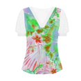 thumbnail image 2 of Gibobby Playeras Mujer Camisetas Cuello V Top manga corta con cuello en V encaje informal con estampado moda para mujer(Verde,M), 2 of 4