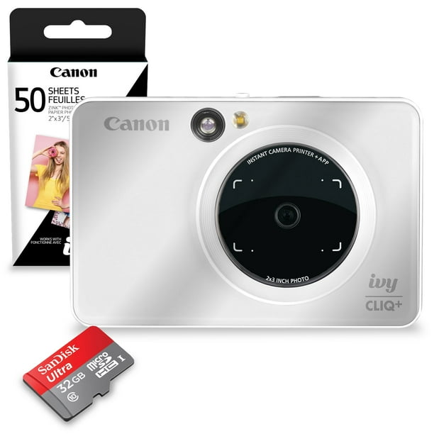 Canon IVY CLIQ+ Instant Camera Printer (Pearl White) + 32GB + Photo